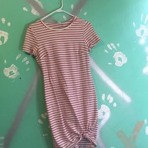 Fitted Stripe Red & White Dress